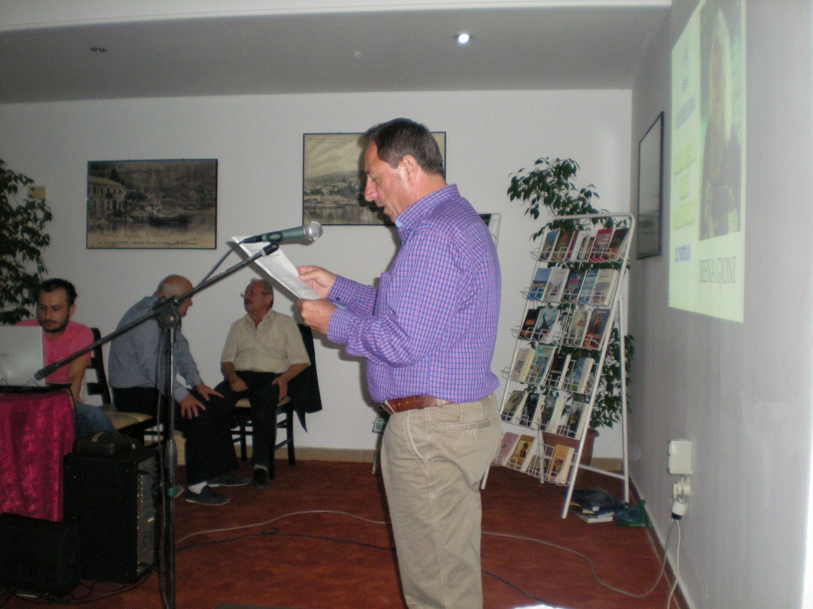 Reading poems at a literary event in Saranda