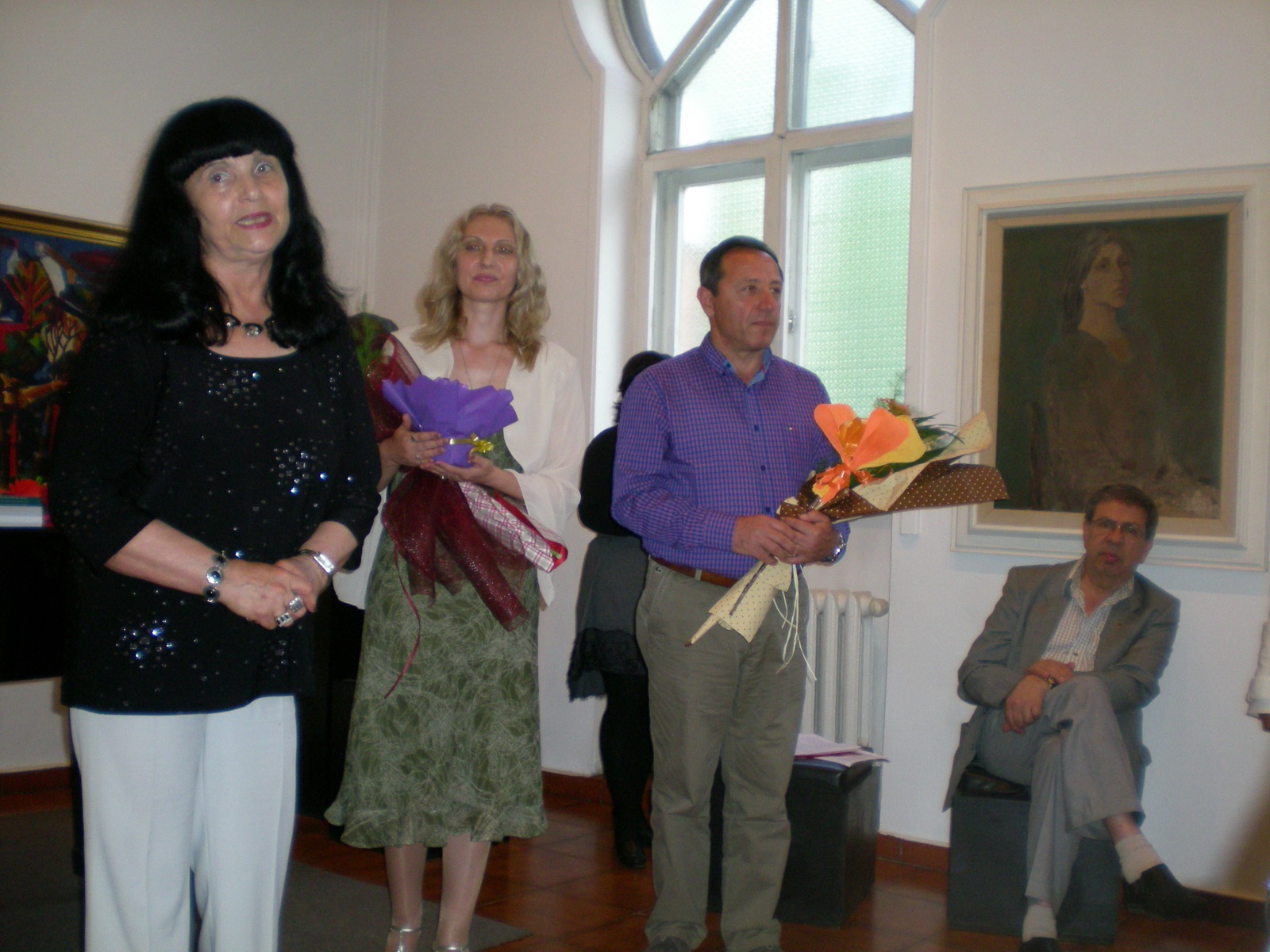 A moment from a book launch in an art gallery