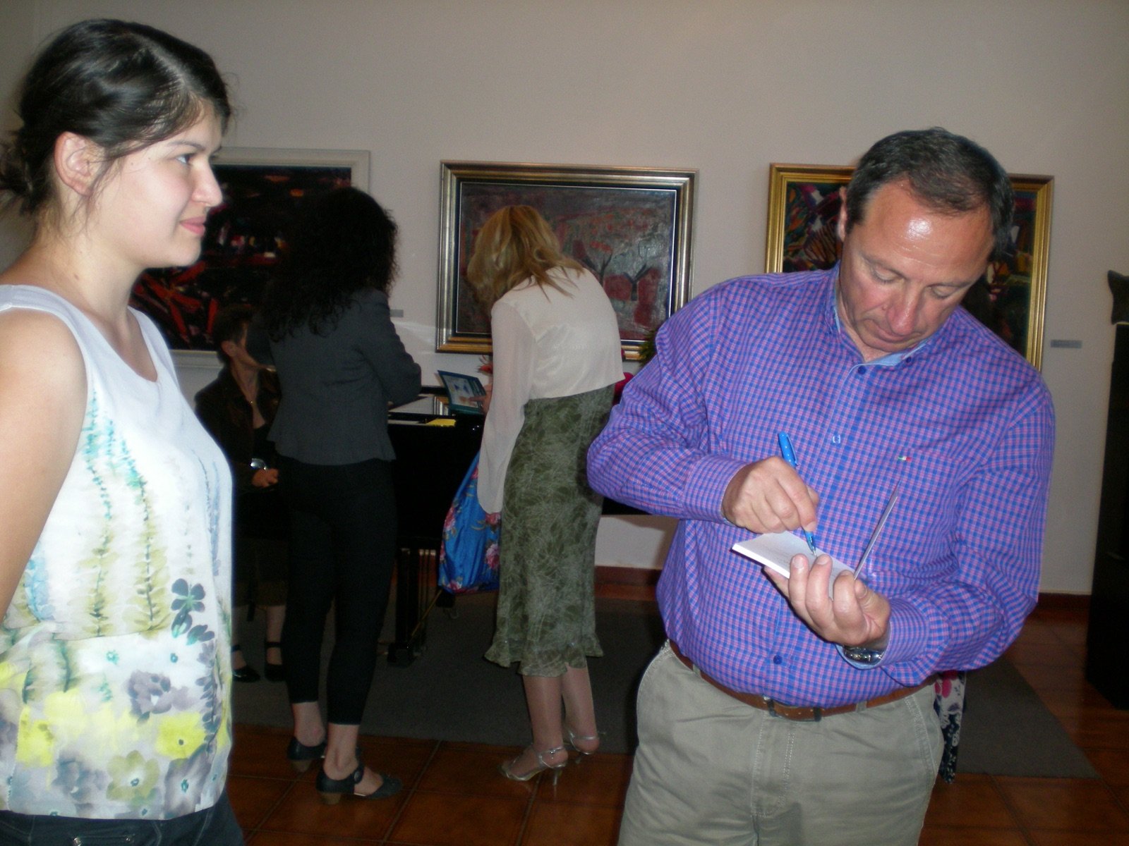 With readers at an art-gallery event