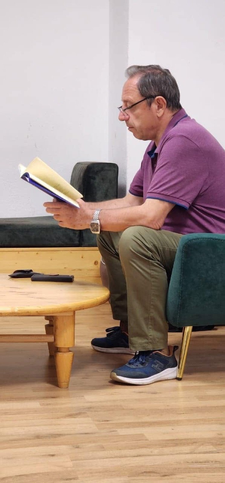 Reading poems at the "Antoni Athanas" boarding house, Saranda
