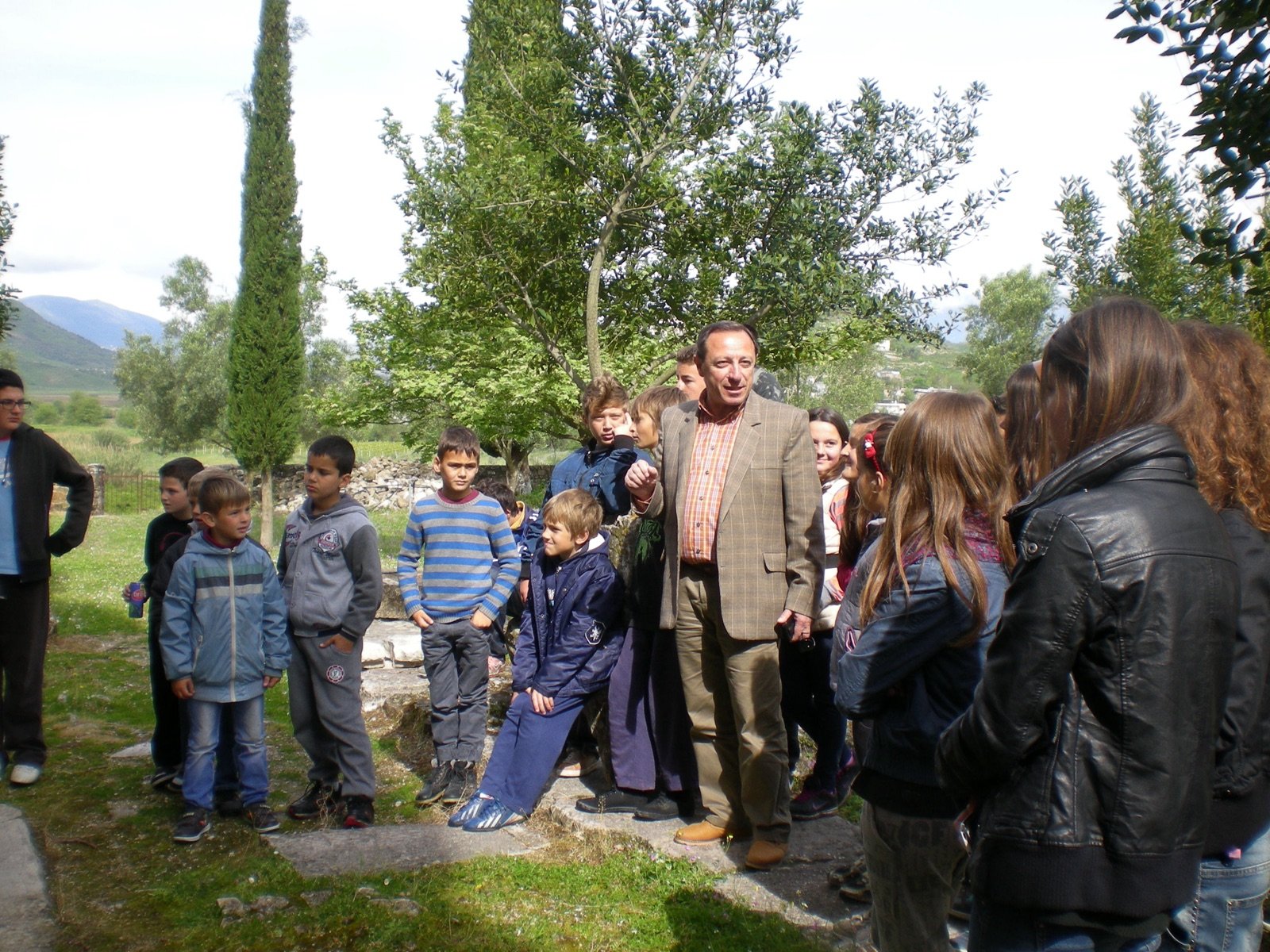 With pupils on an outdoor visit near Saranda